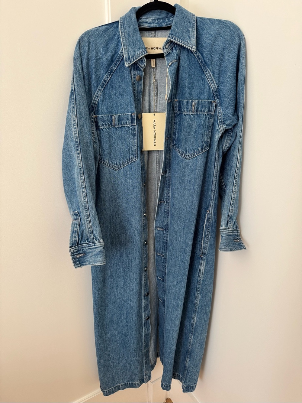 Mara Hoffman Long Denim Button-Down Dress